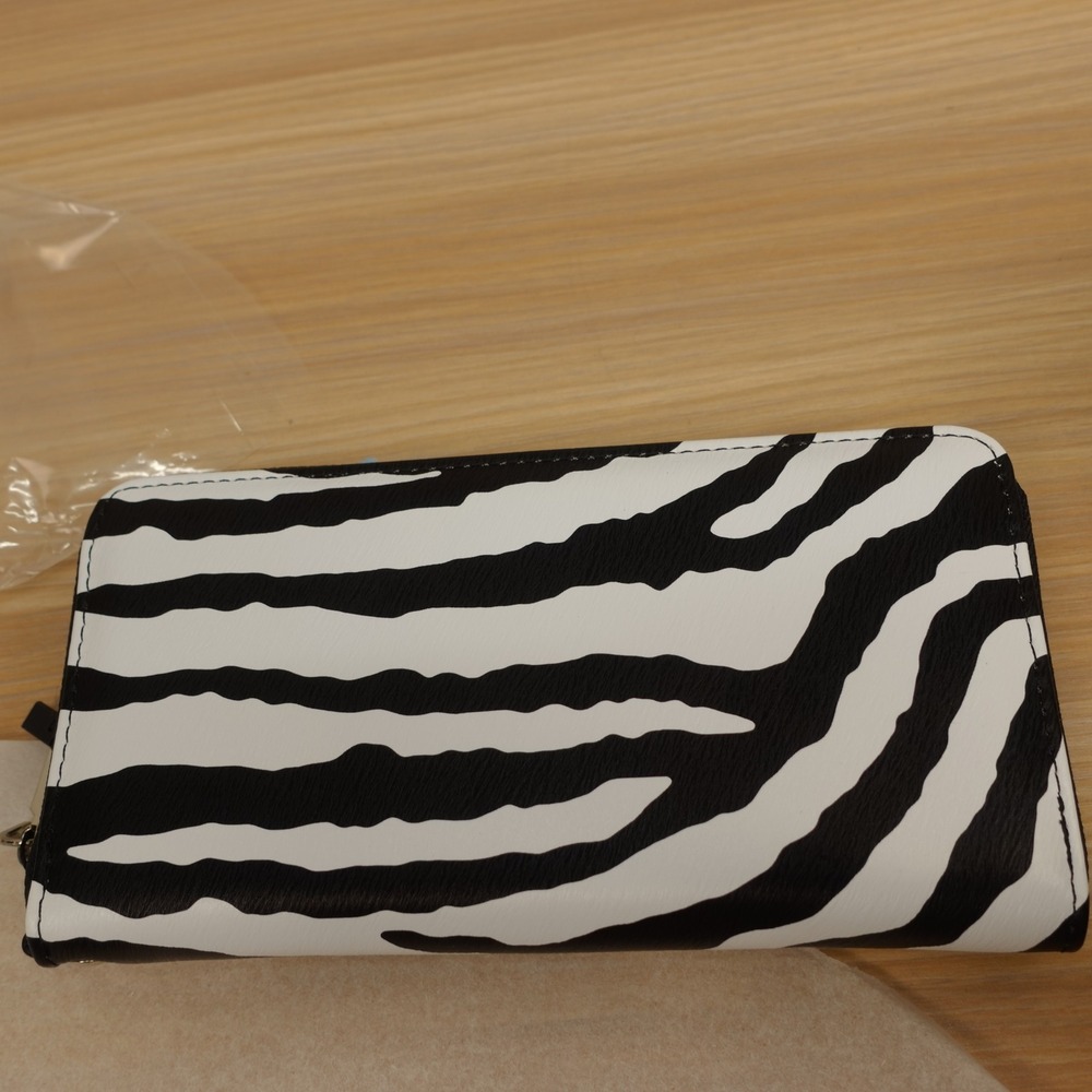 Y2K Indie Zebra Wallet Black BRENTANO RFID Blocking Zip Around Continental NEW